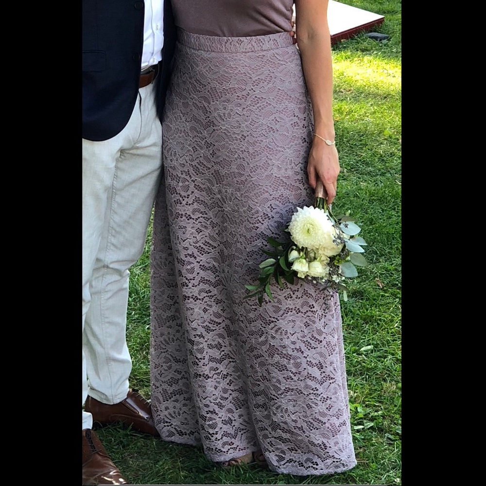 Tulle & Chantilly Long Lace Skirt Mauve TBQP390 - Picture 2 of 3